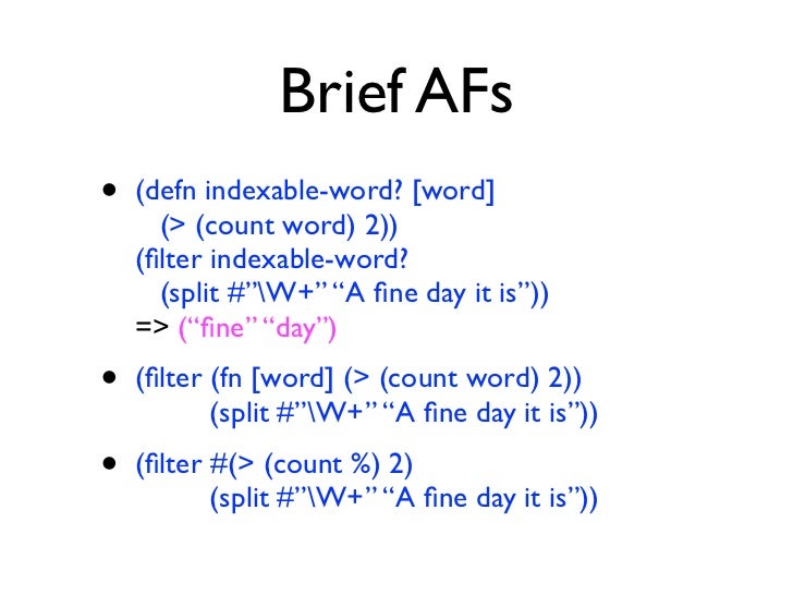 Functional programming in clojure