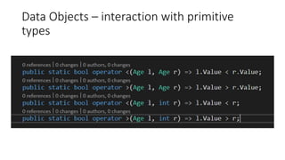 Data Objects – interaction with primitive
types
 
