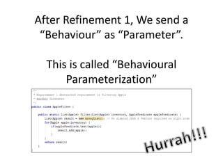 After Refinement 1, We send a
“Behaviour” as “Parameter”.
This is called “Behavioural
Parameterization”
 