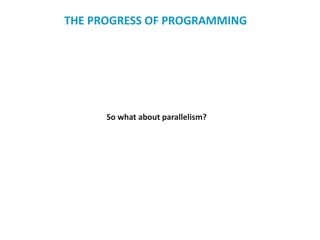 So what about parallelism?
THE PROGRESS OF PROGRAMMING
 
