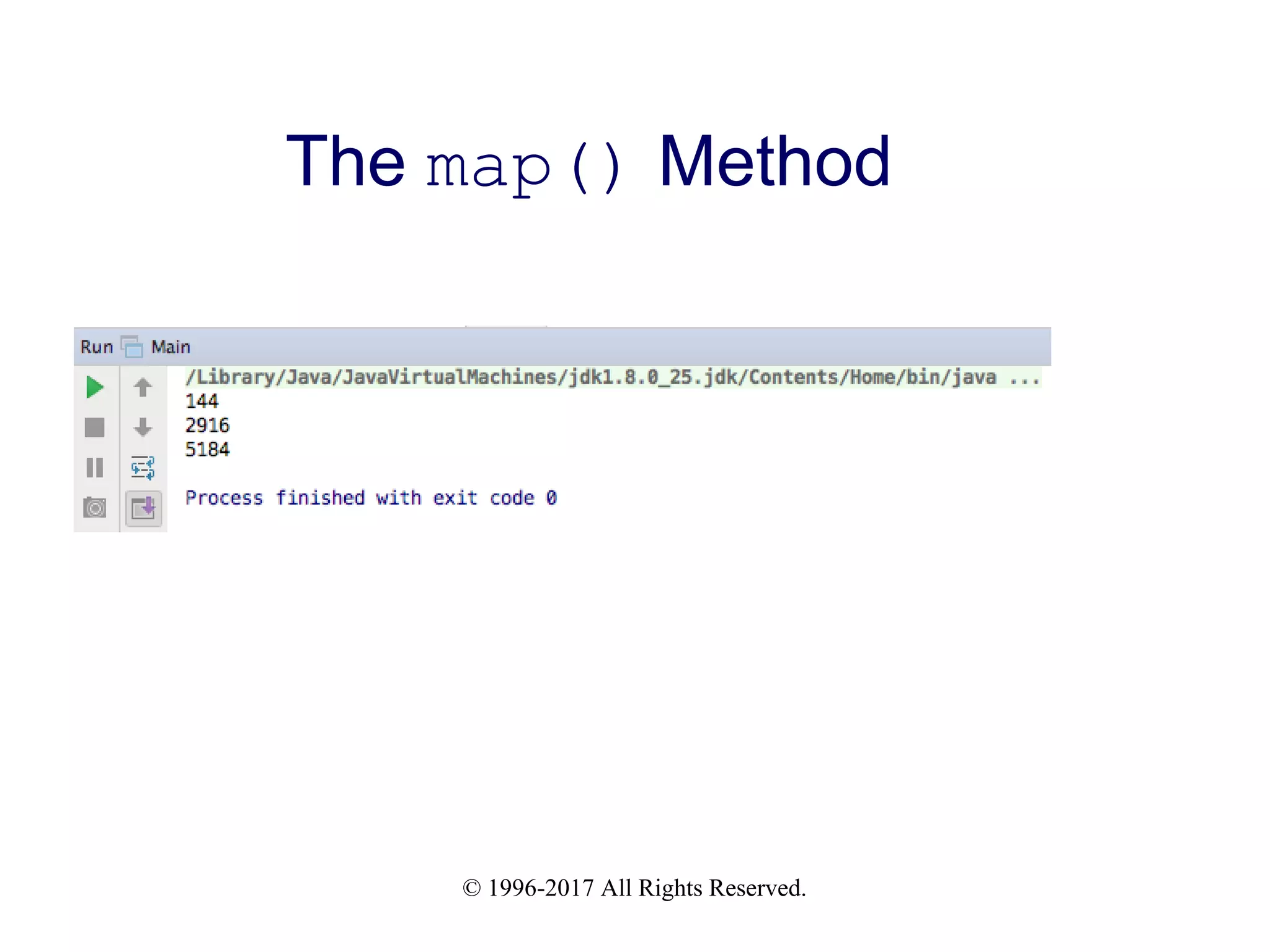 © 1996-2017 All Rights Reserved. The map() Method 