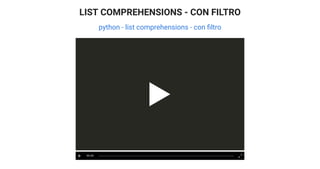 LIST COMPREHENSIONS - CON FILTRO
python - list comprehensions - con ltro
00:00
 