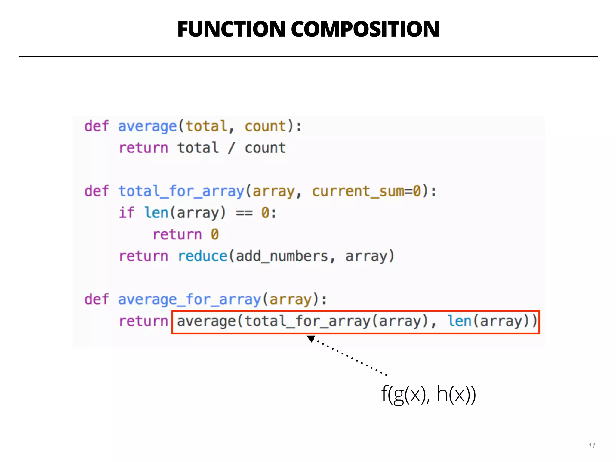 FUNCTION COMPOSITION
1111
f(g(x), h(x))
 