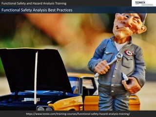 https://www.tonex.com/training-courses/functional-safety-hazard-analysis-training/
Functional Safety and Hazard Analysis Training
Functional Safety Analysis Best Practices
 