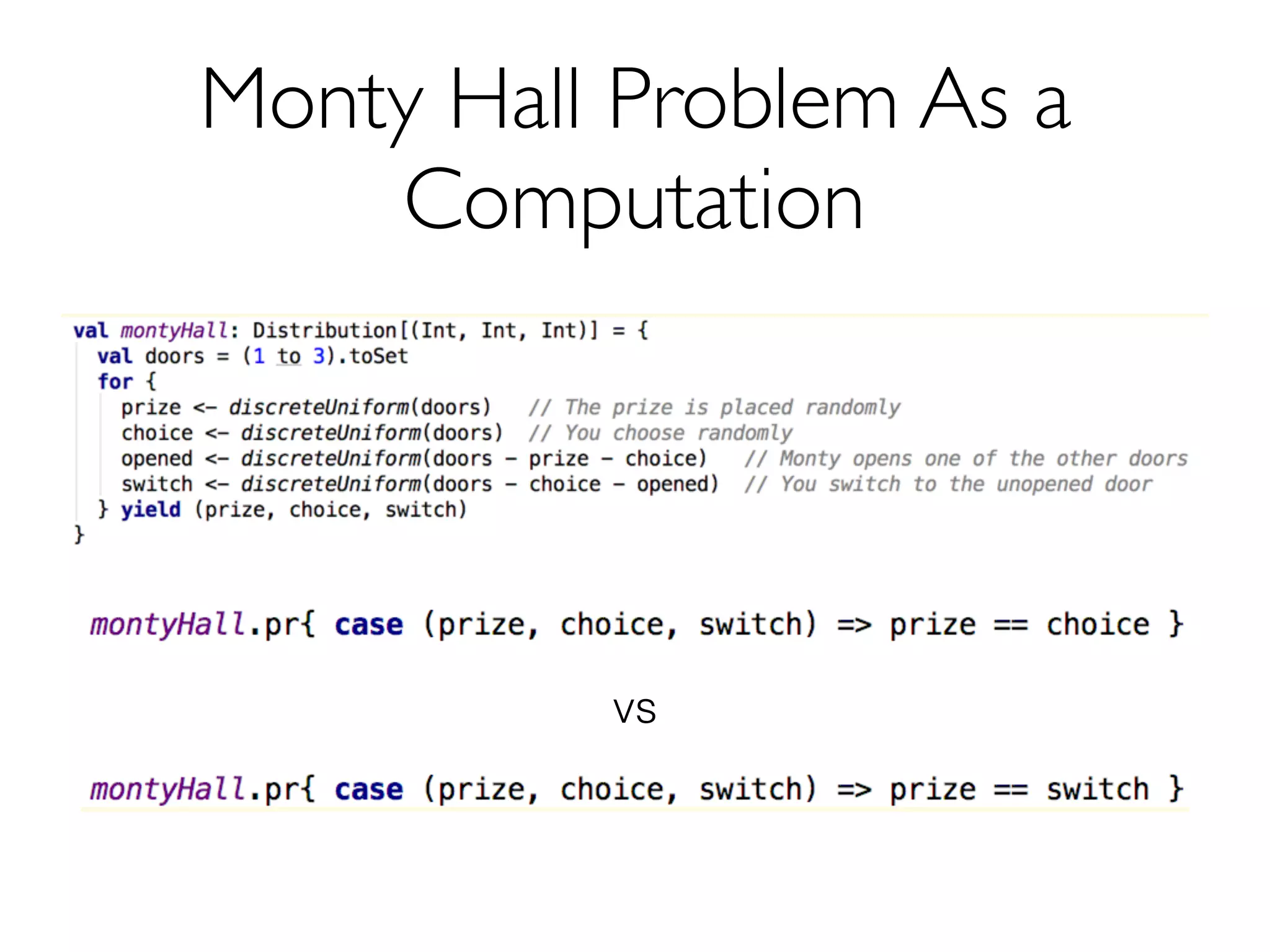 Monty Hall Problem As a
Computation
vs
 