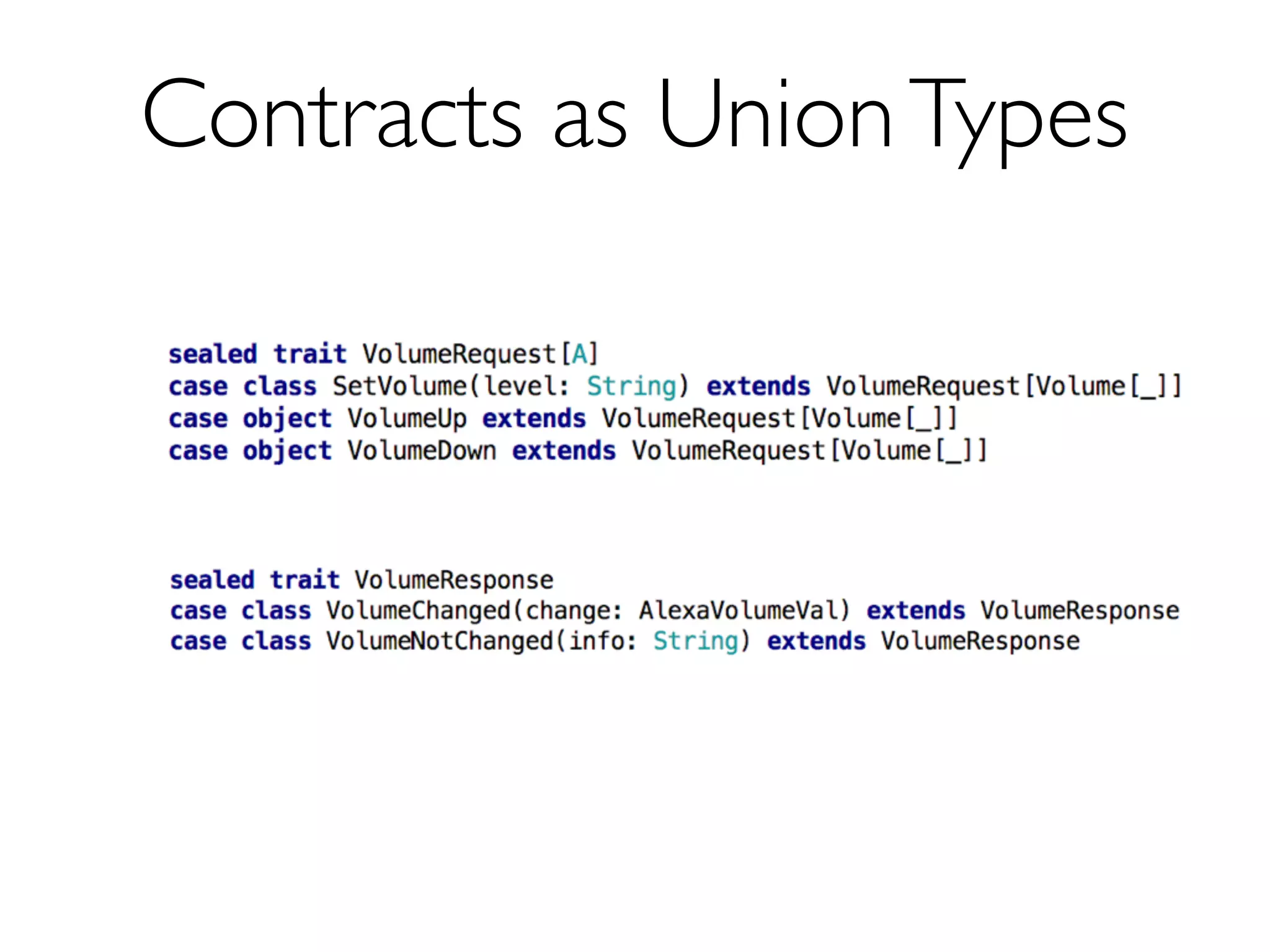 Contracts as UnionTypes
ADT = Algebraic Data Type
 