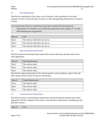 Functional specification documents of