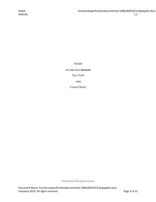 Functional specification documents of