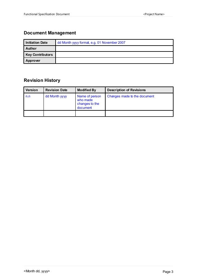 Using The Functional Design Specification Document Template – MIIKME
