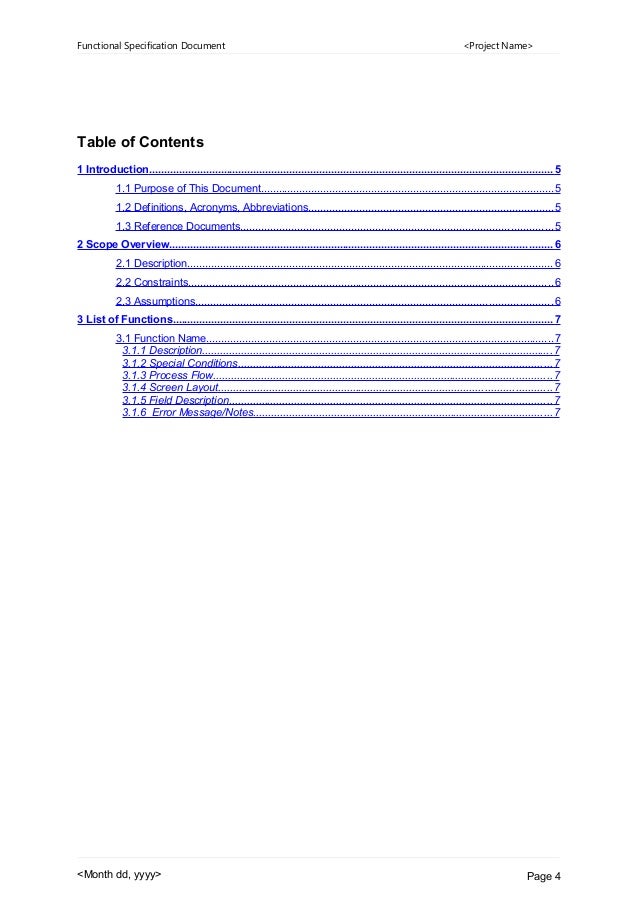 functional specification document template