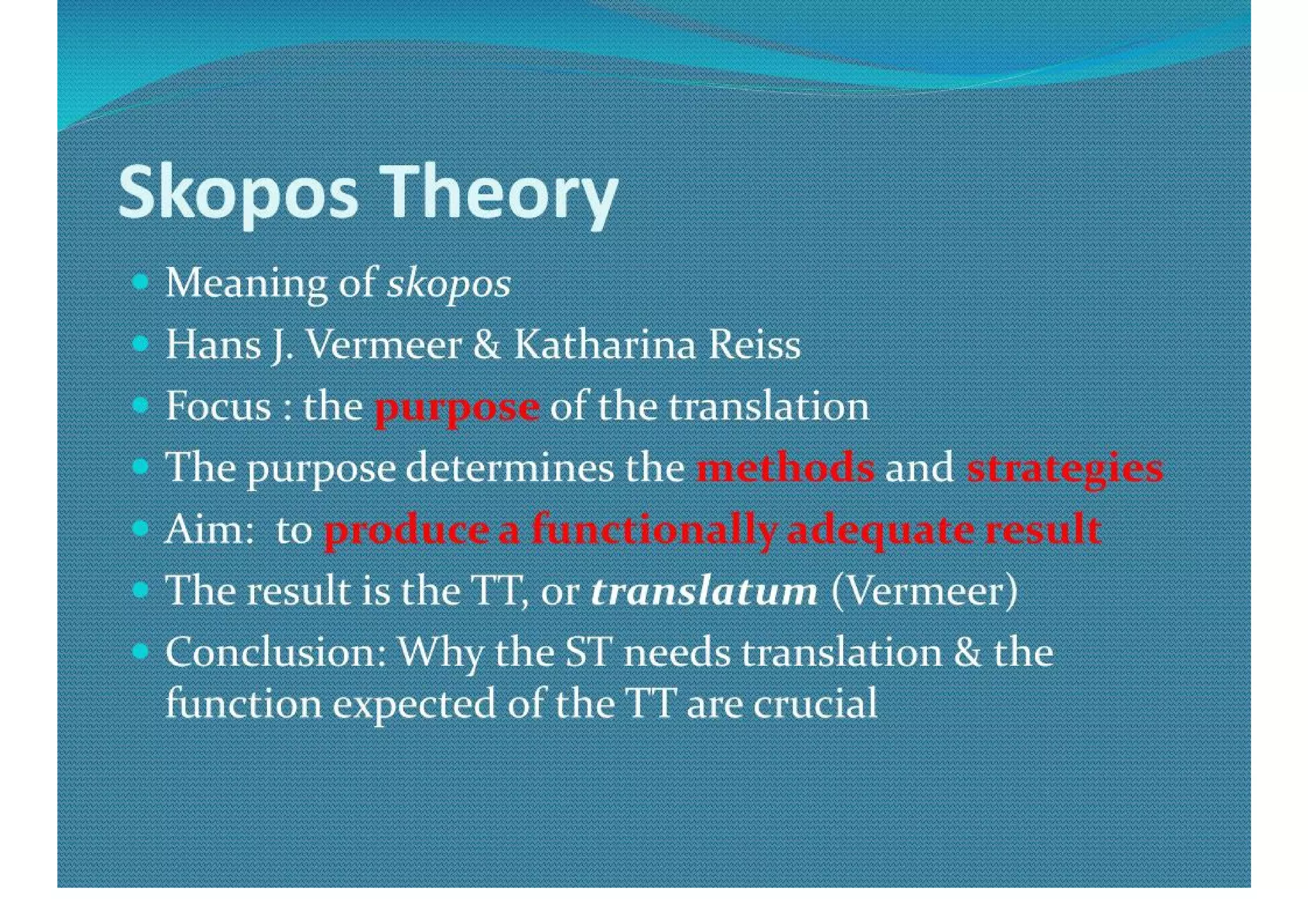 Functional Theories Of Translation