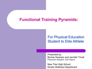   Functional Training Pyramids: For Physical Education Student to Elite Athlete Presented by: Bonnie Swarsen and Jennifer Tricoli Production Assistant: John Haynor New Trier High School Kinetic Wellness Department 