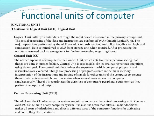 Functional units of computer