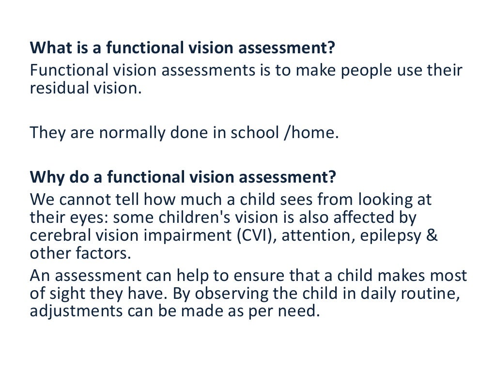 Functional vision assessment what to consider