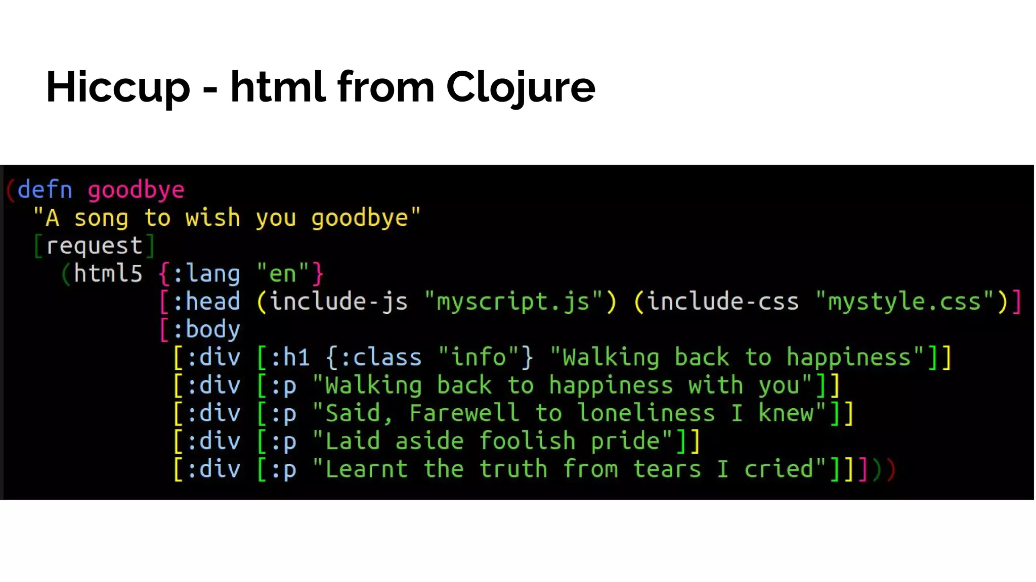 Hiccup - html from Clojure 