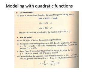 Modeling with quadratic functions
 