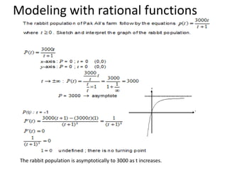 Modeling with rational functions
The rabbit population is asymptotically to 3000 as t increases.
 