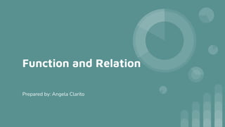 Function and Relation
Prepared by: Angela Clarito
 