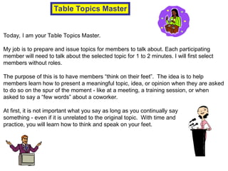 Toastmaster Table Topic Master Script Toastmasters FunctionaryHelpCards - Copy.ppt