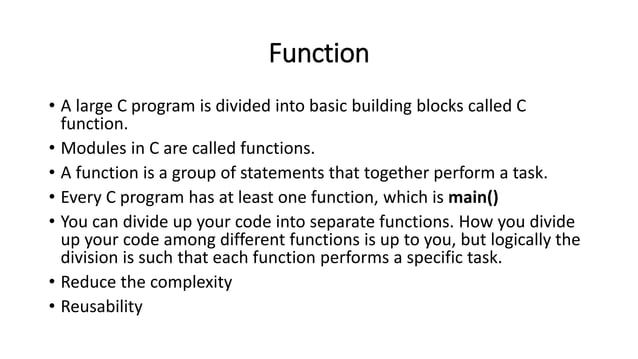 Function (rule in programming) | PPT