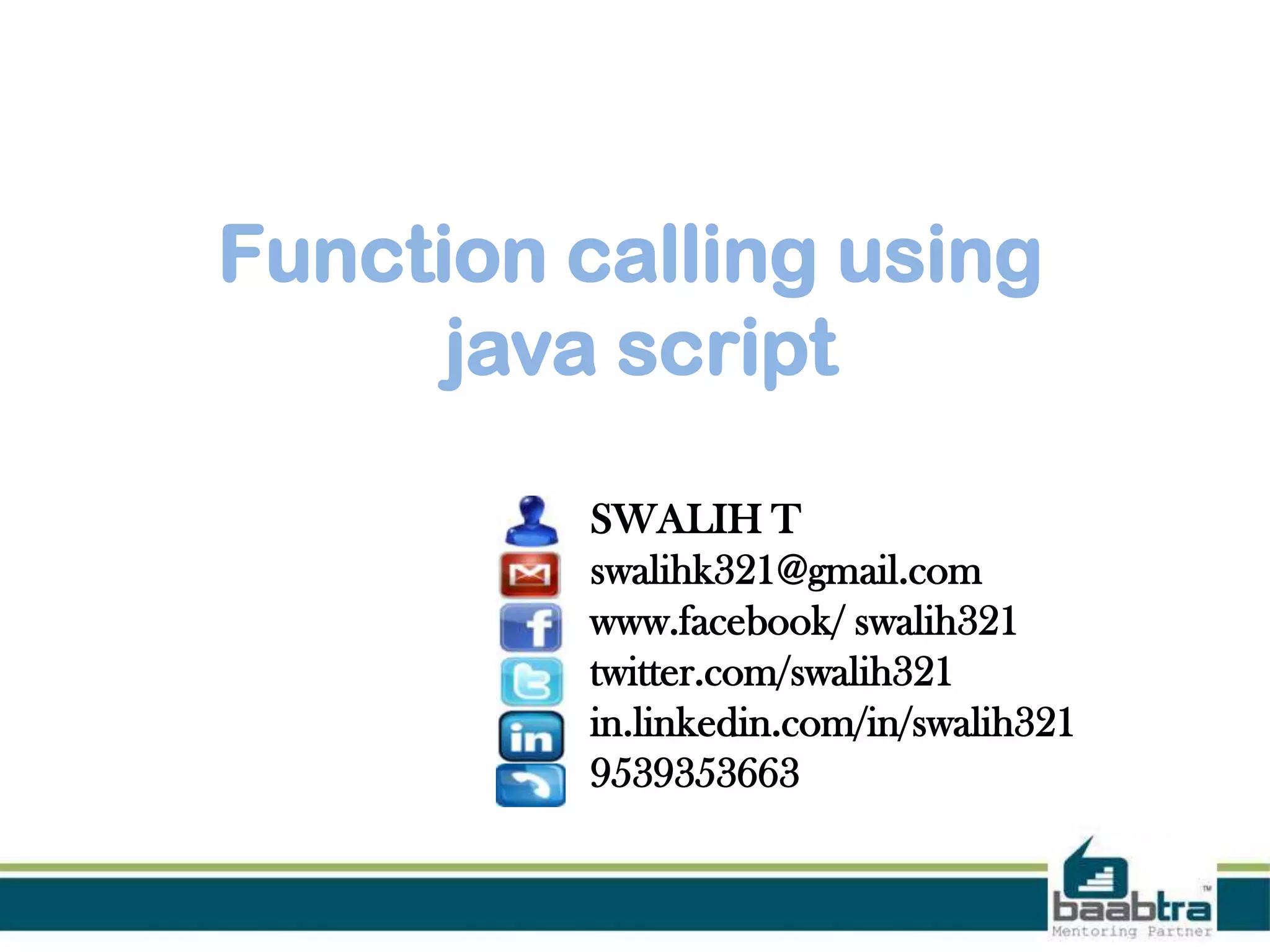 Function calling in js | PPT