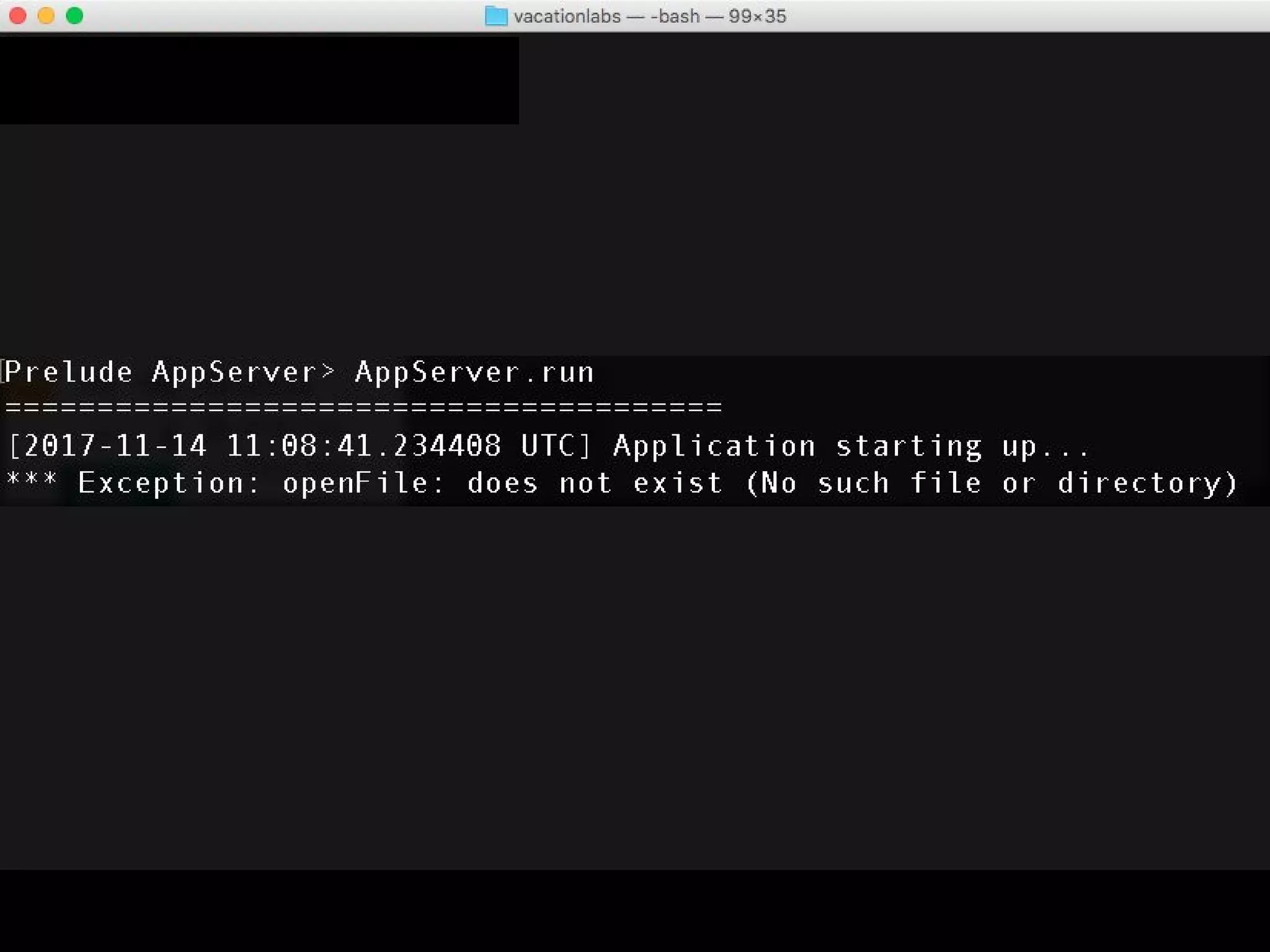 Which file?
Turns out “fastLogger” was trying to open a log-file in a non-existent
directory. (On LTS-9.0)
 