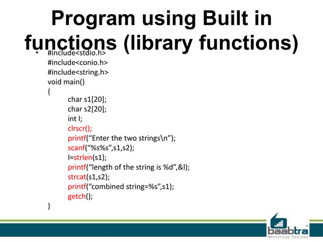 Function creation and function call in c copy | PPT