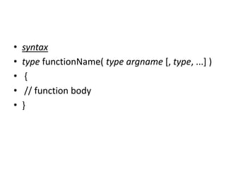 Function creation,calling and passing arguments in c | PPT