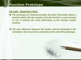 Function in c | PPTX | Programming Languages | Computing