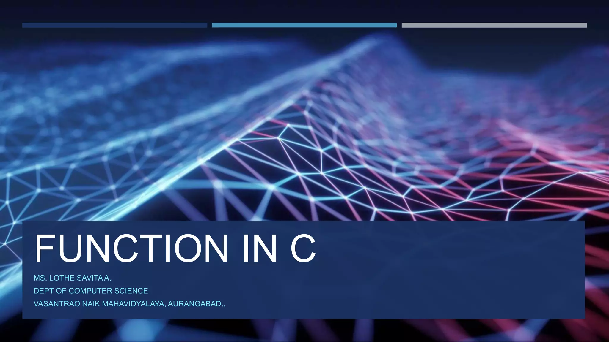 FUNCTION IN CMS. LOTHE SAVITAA.
DEPT OF COMPUTER SCIENCE
VASANTRAO NAIK MAHAVIDYALAYA, AURANGABAD..
 