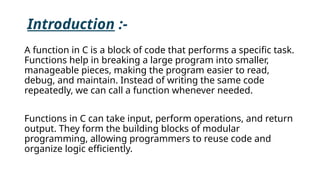 Function in C.pptx about c programming . | PPTX