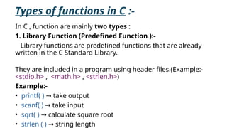 Function in C.pptx about c programming . | PPTX