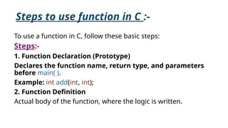 Function in C.pptx about c programming . | PPTX