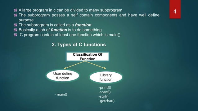 Presentation on Function in C Programming | PPTX | Web Development ...