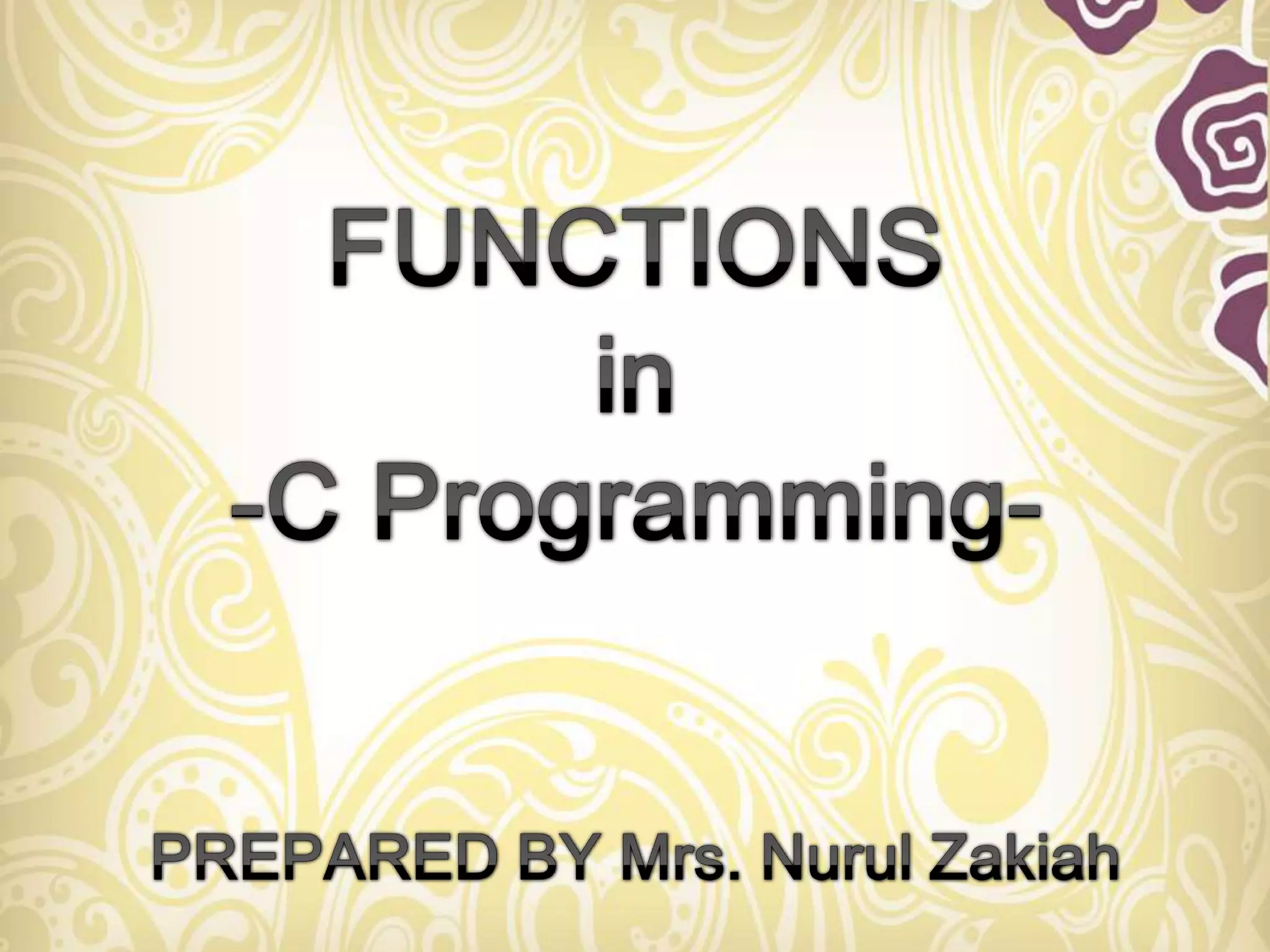 Function in C program | PPT