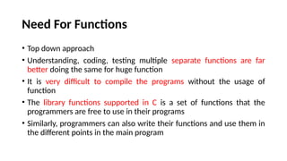 Comprehensive Guide to User Defined Functions in C Programming | PPTX