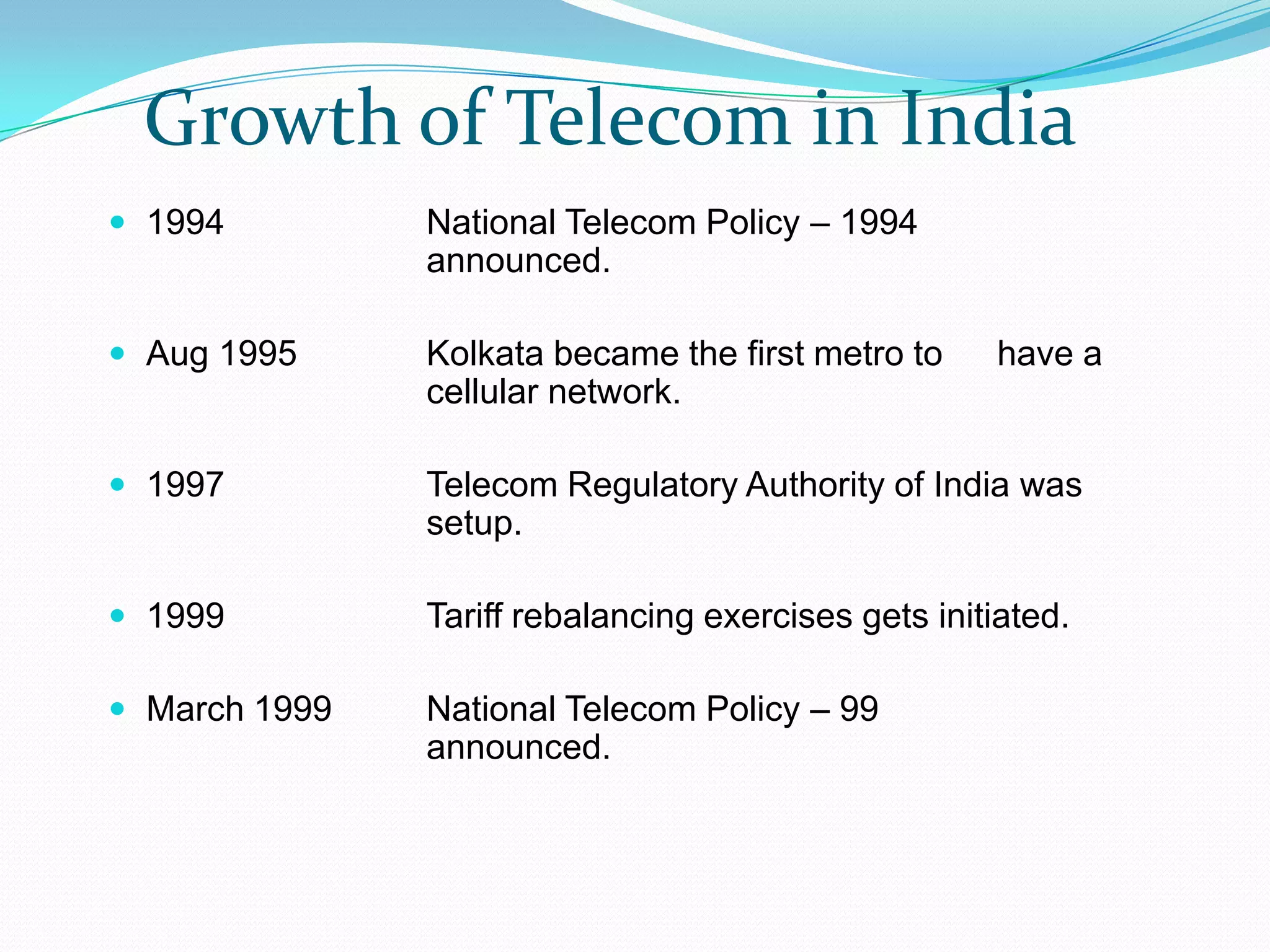 Present scenario  of Indian telecom sector.