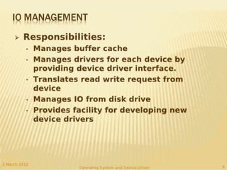 Function of device driver