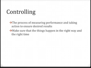 Controlling By Measuring Performance Function of Management | PPTX