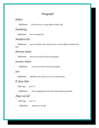Function of microsoft word | DOC