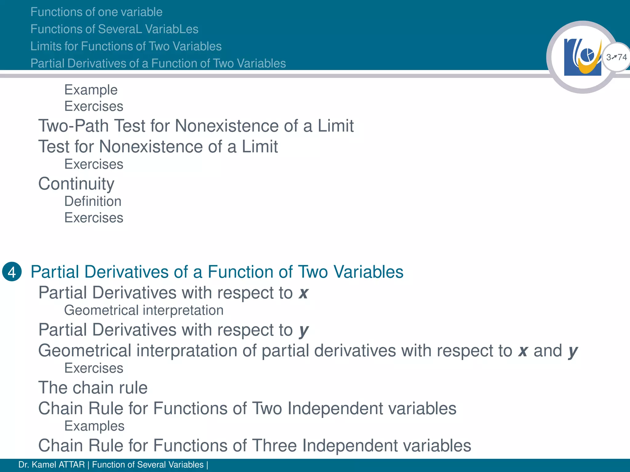 Function of several variables | PPT