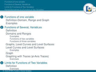 Function Of Several Variables Function Of Several Variables
