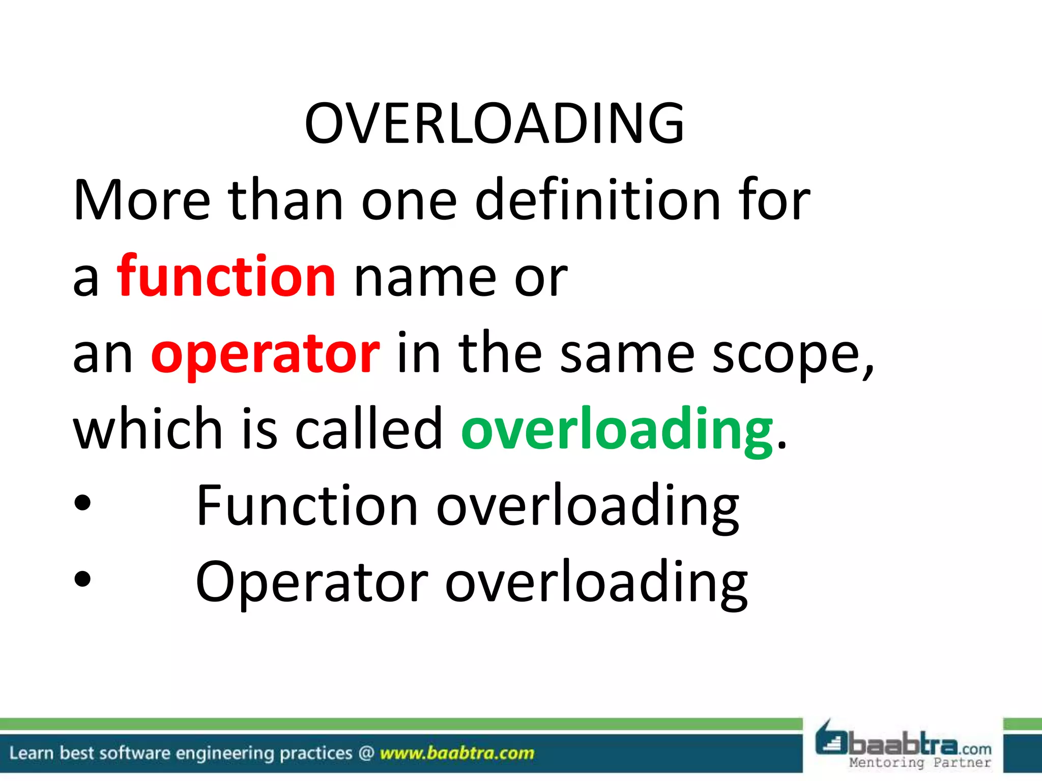 operator overloading in C++ | PPT