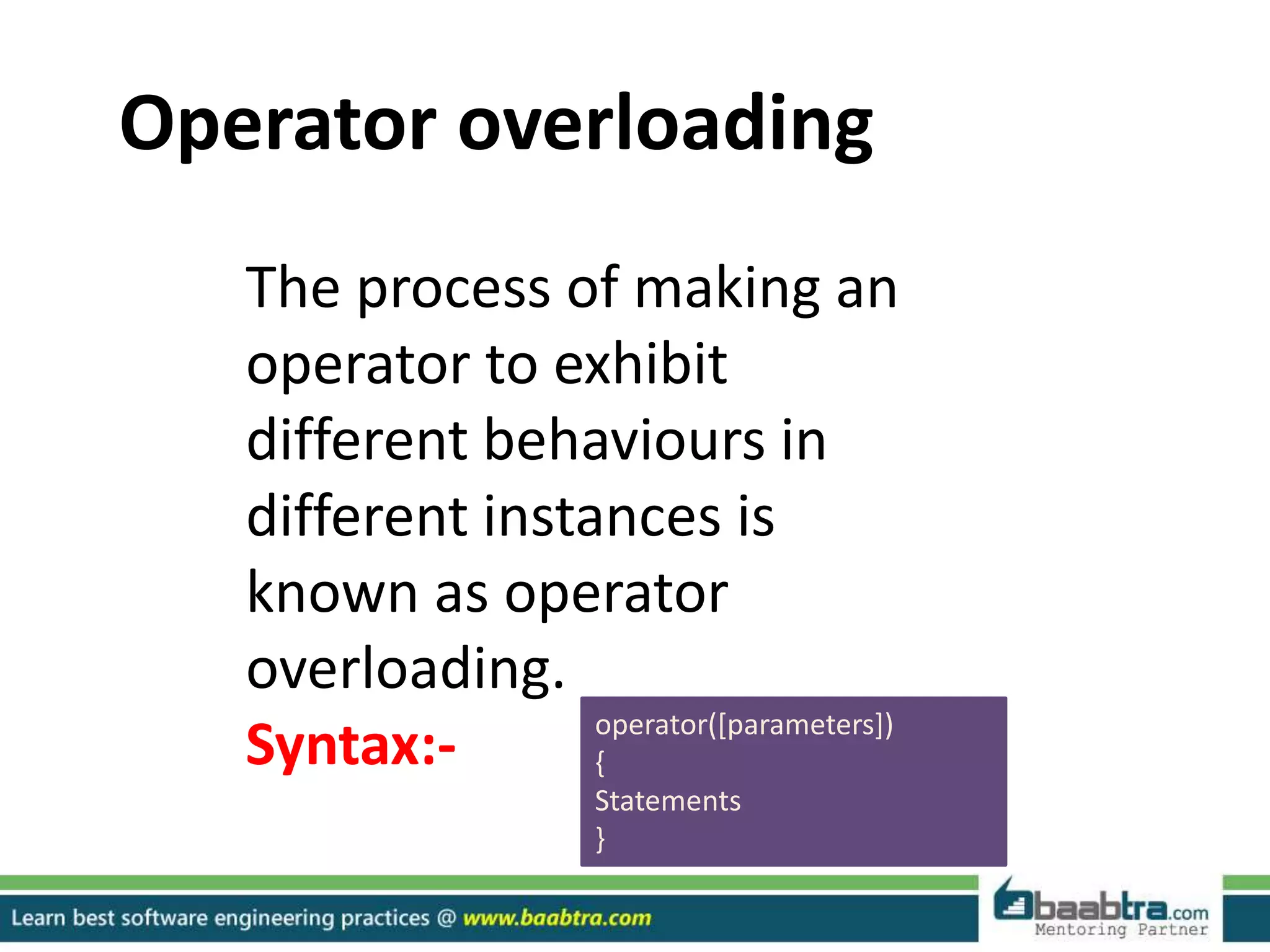 operator overloading in C++ | PPT