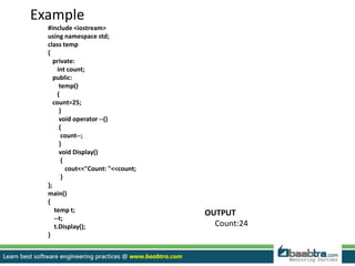 operator overloading in C++ | PPTX | Programming Languages | Computing