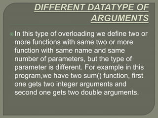 Function overloading | PPTX | Programming Languages | Computing