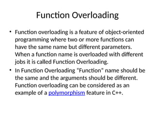Function Overloading Call by value and call by reference | PPTX