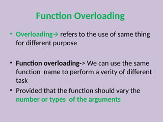 Function Overloading in C++ programming language | PPT
