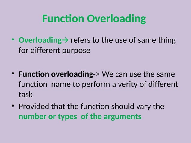 Function Overloading in C++ programming language | PPT