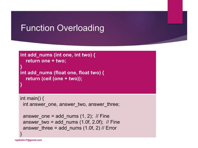 Function overloading and overriding